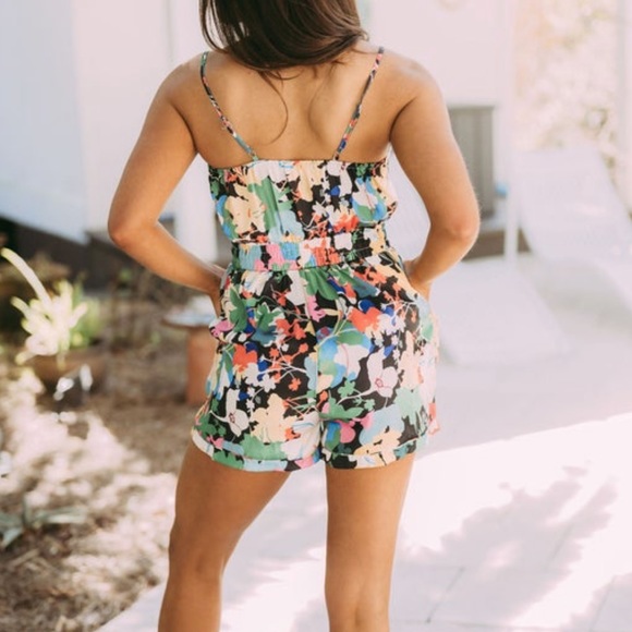 Multi colored floral romper. Size- SMALL - Picture 4 of 5